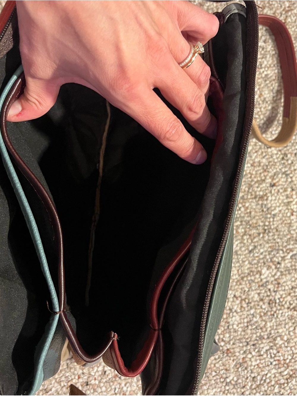 Vintage Colorblock Multicolor Leather Crossbody Bag - Picture 9 of 14